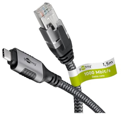 Goobay 70754 USB-C auf RJ45 Ethernet CAT 6 Kabel für stabile kabelgebundene Internetverbindung mit Router / Modem / Netzwerk Switch / Ersetzt USB auf RJ45 Adapter / 1 Gbit/s / 10 Meter