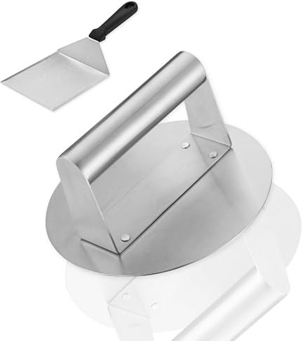 PSC GOODS Presse à hamburger | Presse à hamburger en acier inoxydable avec spatule, outil de broyage à hamburger de 15,7 cm, presse à hamburger parfaite pour la viande, la cuisine et le broyeur à