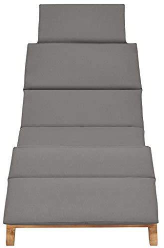 Kangmusi Klappbare Sonnenliege mit Dunkelgrauer Auflage Massivholz Teak, kangmusi310668