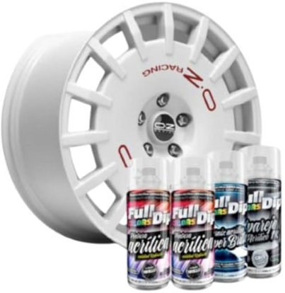AutoFullCar - Pack de jantes - Full Colors by Full Dip - Peinture acrylique permanente - Format spray 400 ml/u. - Contient de la peinture, de la peinture et du vernis finition brillante ou mate (Blanc