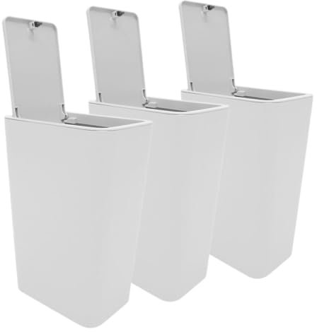 Hohopeti 3pièces Poubelle à Poussoir Slim Pour Cuisine Salle De Bain Bureau Conteneur à Déchets Pratique Et