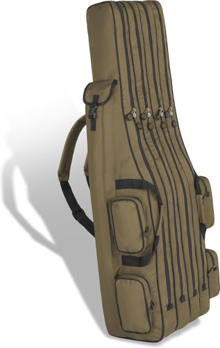 normani Wasserabweisende Angeltasche Rutentasche Angelrucksack Rod Case Fishing Bag Angelrutentasche -wählbar 3 oder 4 Rutenfächern - 125 cm bis 190 cm Farbe Coyote 4 Innenfächer Größe 190 cm