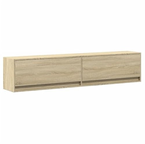 vidaXL Väggmonterad tv-bänk LEDs sonoma-ek 180x31x38 cm, väggenhet, väggmonterad TV-enhet, väggmonterat skåp, TV-väggenhet, hängskåp, väggförråd