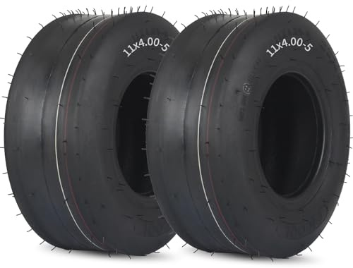 GICOOL Pneumatico per tosaerba senza camera d'aria, 2 pezzi, 11 x 4,00-5, 11 x 4,00-5, per trattorini a rotazione zero per tosaerba, 4 strati