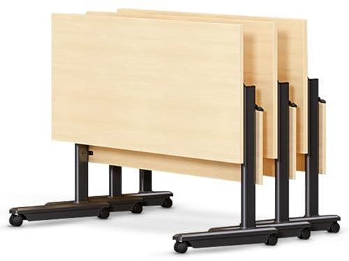 Zusammenklappbares Konferenztisch-Set mit Rollen für einfache Montage und stapelbares Design, 3-teilig (140 x 39,9 x 74,9 cm)