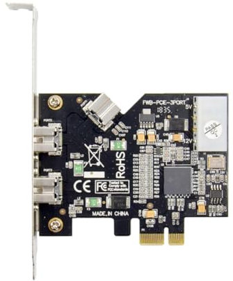 Suoumwa Tarjeta Controladora PCI Express PCI-e X1 A 3 Puertos 1394B, Tarjeta Complementaria para Captura de Video de Cámara FireWire 800 IEEE 1394 B 2+1