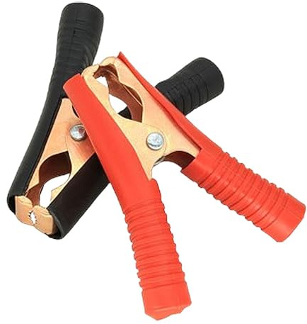 Starthilfekabelklemmen, 100 A, robust, reines Kupfer, Krokodilklemmen, Auto-Boot, Kabelclips für Auto, Fahrzeug, LKW, Boot, 2 Stück (1 Stück schwarz, 1 Stück rot)