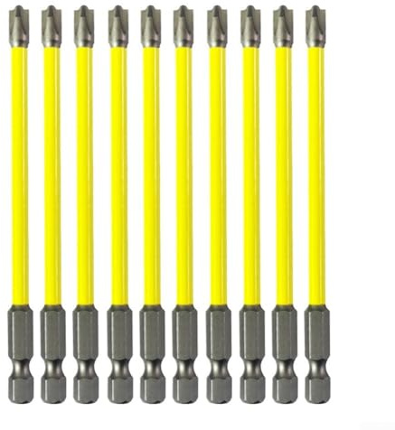 FPH2 Lot de 10 embouts de tournevis cruciformes fendus magnétiques antirouille pour électriciens, longueur 110 mm
