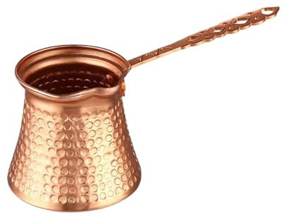 Turkish Coffee Pot - Caffettiera araba in rame con manico ergonomico | Pentola per a mano, bollitore di caffè da piano cottura vintage per domestico, caffetteria, cucina, des