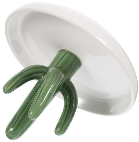 Vaguelly Plateau à Bijoux Rangement Élégant en Céramique Motif Cactus pour Organisation de Bureau pour Colliers et Boucles D'oreilles sur Bureau