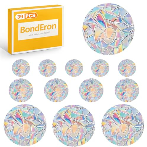 BondEron 39 stycken prisma fönsterklistermärken, solcatcher med regnbågseffekt, statisk självhäftande fönsterfilm, fågelskydd, anti-kollision dekoration för fönster, glas