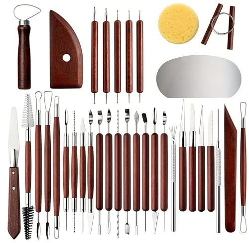 LINPHCEY 35-Piece Clay Sculpting Tools Set Perfect for Polymer Air Dry Modeling Clay Beginners & Professionals Ideal for DIY Pottery & Ceramics Tools for Clay Sculpey Sculpting & Crafting