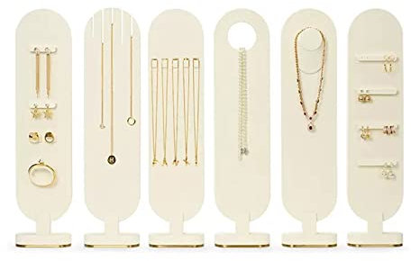 Schmuckständer 6-teiliges Schmuck-Organizer-Ständer-Ohrring-Halsketten-Halter-Set, Ohrstecker-Präsentationsständer, Halsketten-Halter, Aufbewahrungsturm for Ohrringe, Halsketten, Armbänder, Ringe – Be