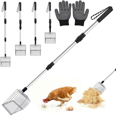 Silskyffel spade kycklingspade hönshus tillbehör Pooper Scooper kattlåda spade justerbar kycklingspade för hönshus separation av kot och skräp av sand