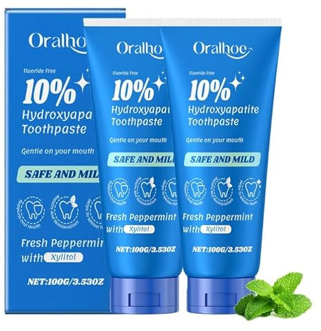 2 PCS Hydroxylapatit Zahnpasta,Zahnpasta Hydroxylapatit,Fluoridfreie Hydroxyapatite Toothpaste,Stellt Den Zahnschmelz Wieder Her Und Stärkt Ihn,Linderung von Zahnempfindlichkeit,Frischer Atem