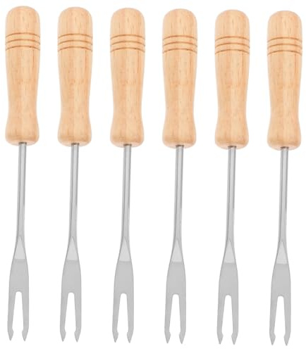 Gadpiparty 6 pièces Lot de Fourchettes Fondue Manche Bois Ergonomique Fourchette Chocolat Fromage et Fruits pour Hot Pot Set Mini Polyvalentes et Légères