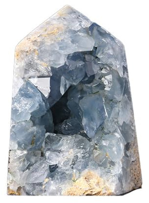 FQHIDMOMX Celestite Geode Tower Blue Crystal Cluster Kyanite Ore Ornaments Cave Desktop for, Divination, Balance, Yoga, FengShui Decoration