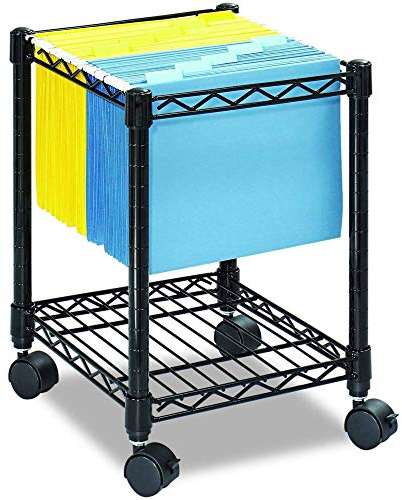 Safco Compact Rolling Cart, Fits Letter and Legal-Size Hanging Folders, Mobile File Storage, Steel, Black