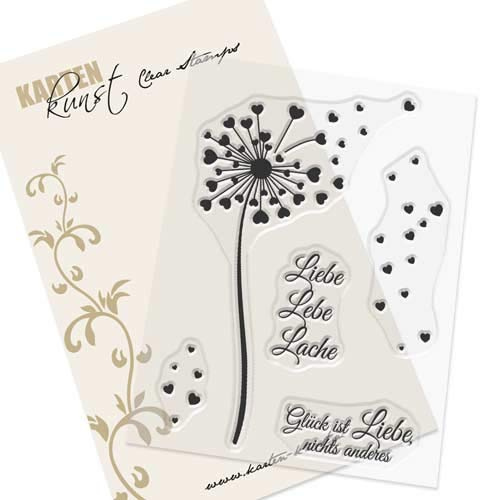 Karten-Kunst Clear Stamp-Set Stempel-Gummi Herz-Pusteblume