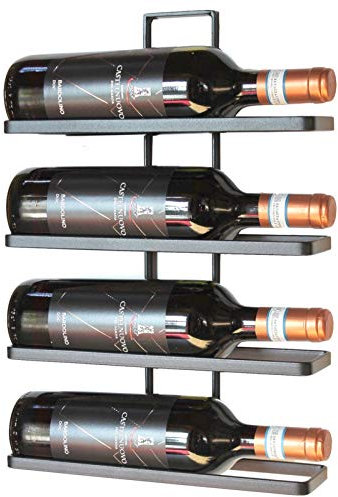 DanDiBo Weinregal Metall Schwarz Wandmontage 4-Wine beliebig erweiterbar Flaschenständer Flaschenregal Flaschenhalter Wand (4 Flaschen / 1.STK)