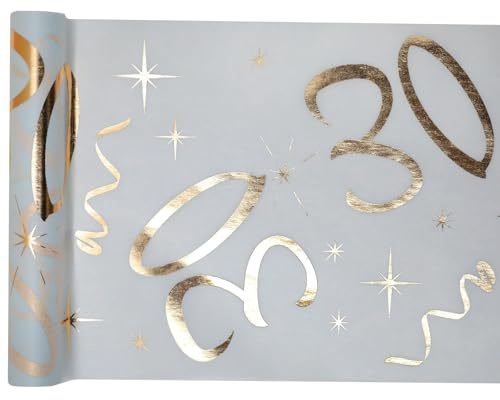 Santex Tischläufer, Weißgold, 30 Jahre, 30 cm x 5 m, Dekostoff, Banner, Tischdecke, Tischläufer