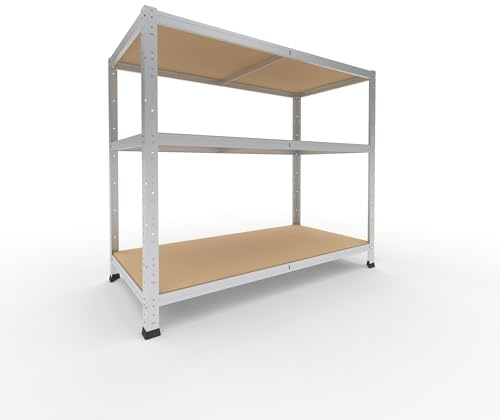 shelfplaza® 100x120x60cm Home Schwerlastregal verzinkt/Metallregal mit 3 Böden/Kellerregal Metall, Garagenregal, Werkstattregal oder Regal Lagerregal/Steckregal Metall mit 175kg Tragkraft