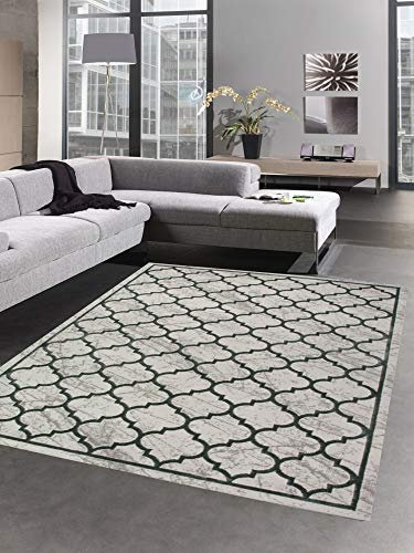 CARPETIA Teppich Wohnzimmerteppich Rauten Muster grau türkis Petrol blau Größe 120x170 cm
