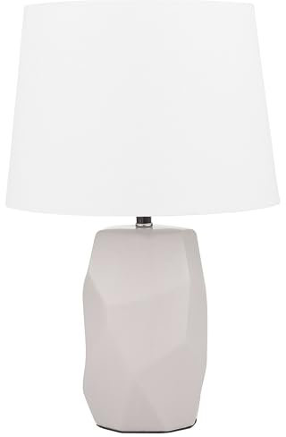 Beliani Moderne Tischllampe Keramik/Polyester Zartrosa geometrisch geformter Lampenfuß Elie