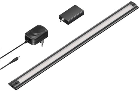 ledscom.de Smarte LED Unterbau-Leuchte SIRIS schwarz matt mit Netzteil und WLAN-Controller, flach, Smart-Home, Alexa-fähig, 50cm, 655lm, weiß