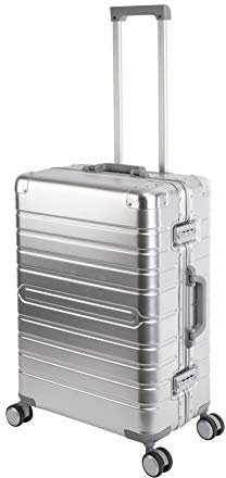 Travelhouse Oslo Aluminium Reisekoffer Silber M-65cm Hartschalenkoffer Koffer 2X TSA Zahlenschloss 4 Doppelräder 360° Rollen Markenqualität Vol. 72L