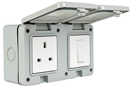 K M Electronics® 1 Gang Switch & Socket Combined External Garden Waterproof Outdoor 13A IP55