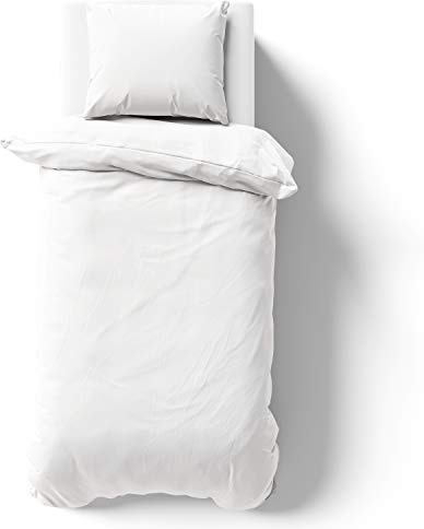 Alreya Mako Satin Bettwäsche 155 x 220 cm mit Kissenbezug 80 x 80 cm - 100% Baumwolle mit Reißverschluss, Superweiches Bettbezug, Oeko-TEX® Standard Zertifiziert, Weiß