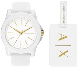 Armani Exchange Orologio da donna, Movimento al quarzo a tre lancette e cassa da 40 mm con cinturino in silicone, Conjunto blanco