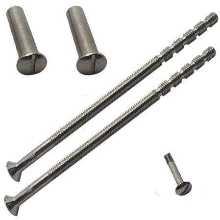 Lot de 2 boulons et manchons chromés M4 x 90 mm pour poignée de porte de terrasse - Vis de fixation et manchon - Mâle vers femelle