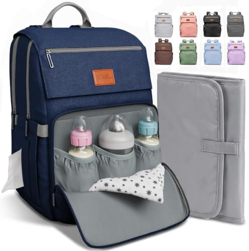 PILLANI Babywickeltaschen-Rucksack, große Tasche für Jungen und Mädchen, wasserdichter Wickelrucksack, Reisewickeltasche mit Wickelunterlage, für Babywunschliste, Babyparty, als Neugeborenen-Basic