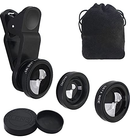 YACSEJAO 3 in 1 Cell Phone Camera Lens Kit Portable Cell Phone Camera Lens Super Wide Angle Lens Macro Lens Fisheye Lens Clip for Smartphones and Tablet PC