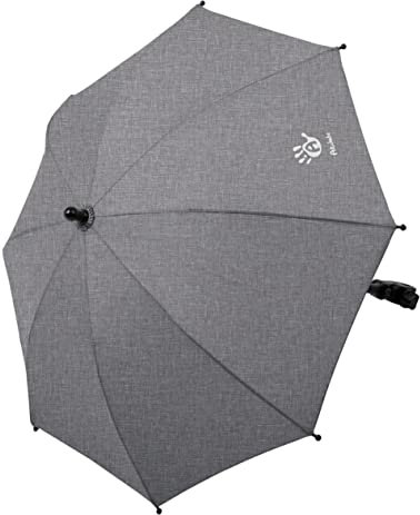 Altabebe Universal Sonnenschirm Sonnenschutz für Kinderwagen und Buggy - UV Schutz 50+ / 73 cm Durchmesser - Biegsamer Schirm mit Universalhalterung für Rund- und Ovalrohre - Hellgrau