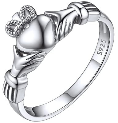 ChicSilver 925 Silber Irischer Claddagh Fingerring in Ringgröße 19.8 Promise Ehering Trauring Freundschaftsring Verlorbungsring Hochzeitsring für Damen Mädchen