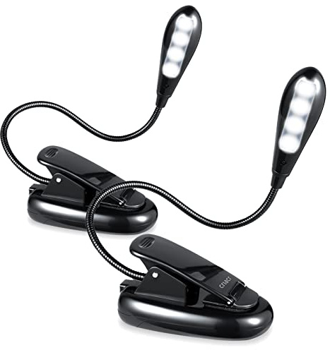 【2 PACK】Criacr Reading Light, Portable Eye Protect Book Light, 4 LED Battery Operated Table Reading Lamp, Touch Sensitive Bedside Clip on Reading Light with Flexible Neck and Soft Light, for Kids, Bed