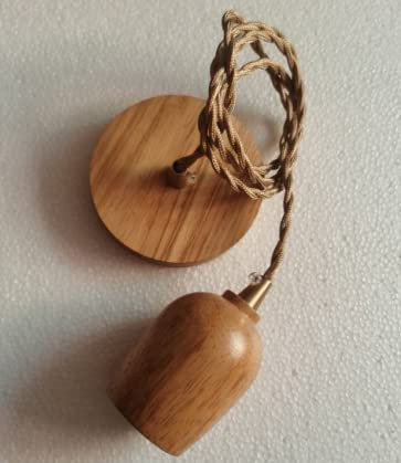 Chrasy E27 Portalámparas de Accesorios de Iluminación de Madera, Soporte de para Luz Lámpara del Techo Colgante, Accesorios de La Lámpara DIY con 100CM Cable