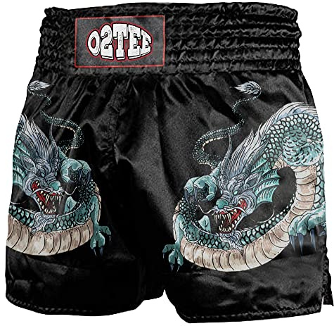 O2TEE Girls Dragon Boxing Shorts Trunks Kick Martial Arts Training Gym Clothing,Black XS