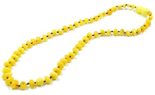 Collana di ambra baltica naturale 33-34 cm, annodata tra perline, perline di ambra genuina - ambra gialla