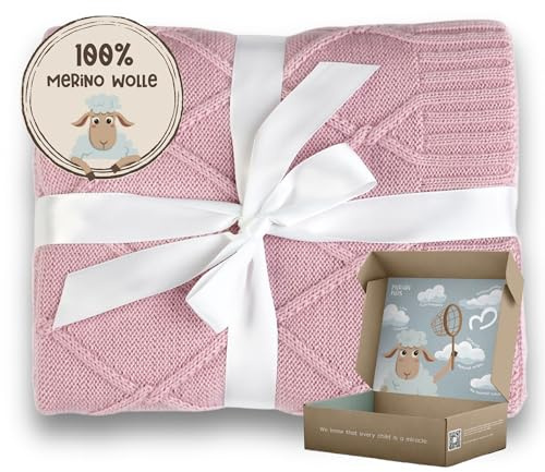 MIRARI Kids Wolldecke Baby aus 100% Merinowolle – Wolldecke 75 x 100cm - Erstausstattung für Neugeborene - Babyschale Decke - Merinowolle Baby - Geschenke zur Geburt