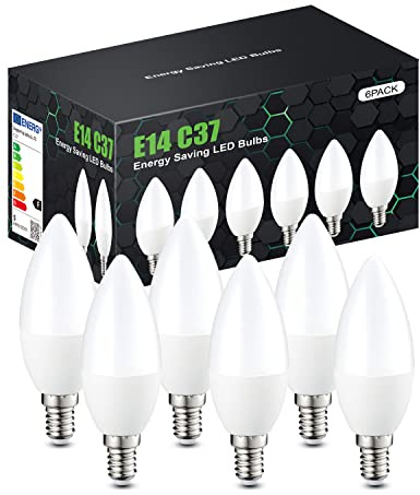 tuare E14 LED Light Bulb, 5W 400 Lumens E14 LED Light Bulb Warm White 3000K, 40W Equivalent SES Small Edison Screw Light Bulbs, CRI 80 Candle Bulb, Non Dimmable - Pack of 6