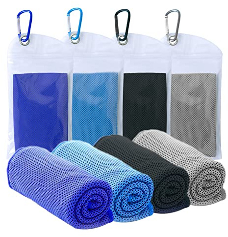 4 Packs Cooling Towel (40'x12'),Ice Towel,Soft Breathable Instant,Microfiber Cooling for Disney Yoga,Golf,Sport,Gym,Workout,Camping,Fitness,Outdoor &More Activities