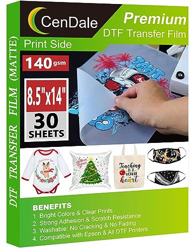 DTF Transferfolie, 21,6 x 35,6 cm, 30 Blatt, hochwertige, dicke, doppelseitige DTF-Folie für Sublimationshack, Direktdruck auf allen Stoff-T-Shirts, Textil, Kalt- und Heißschäl-DTF-Papier, 140 g/m²,