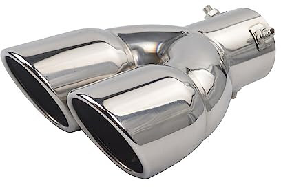 Surakey 76mm Auspuffblende Doppelrohr, Auspuffspitzen Auspuff Edelstahl Endrohrblenden Auto Auspuff Endrohr Gerade Doppelauslass Endrohr Schalldämpfer Auspuffendrohr Blende Endrohre