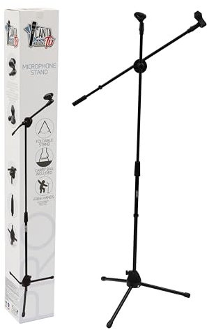 Canta Tu - Barra de micrófono profesional plegable y ajustable, soporte para micrófono de suelo con funda incluida, fácil de transportar para un rendimiento único y profesional, color negro