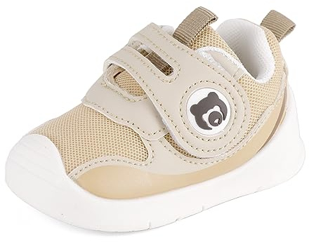 MK MATT KEELY Scarpe Neonato Neonata Scarpine Primi Passi Bambino Maglia Traspirante con Suole Gomma Antiscivolo,Beige,EU 23(CN 20)