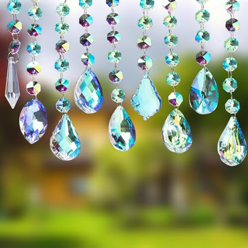 9 Pezzi Acchiappa-Sole, Decorazioni Pendenti in Cristallo, Prisma Arcobaleno, Acchiappasole, per Il Giardino, Finestra, Matrimoni Decorazioni